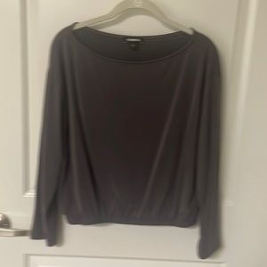 Charcoal gray Express off shoulder top with elastic waist. Very good condition.